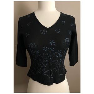 💥HOT SEXY Sparkling 3/4 Sleeve Cropped Black Top